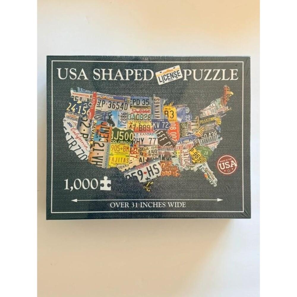 USA shaped license plate puzzle